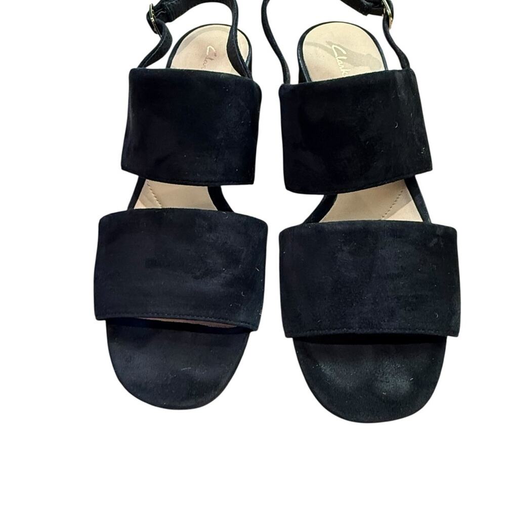 Clarks Black Suede Wide Band Slingback Sandals Womens Size 8.5 - Picture 7 of 8